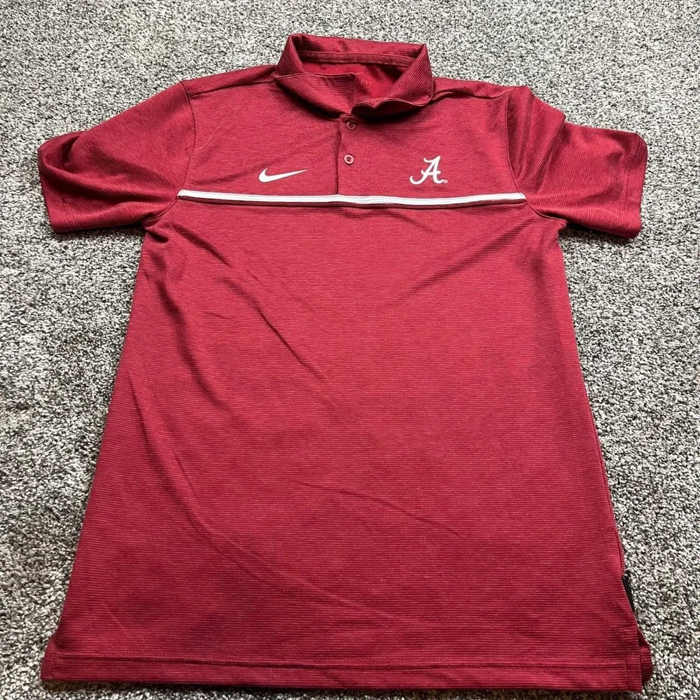 Alabama Crimson Tide shirt mens S polo Nike Dri Fit  Red Short Sleeve College